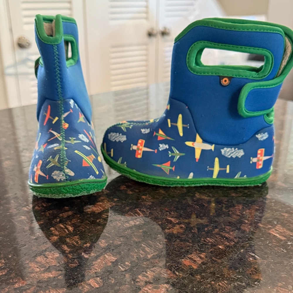 Baby Bogs Airplane Blue Boots - Size 10